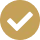 Gold circle with black checkmark